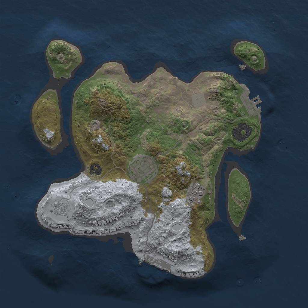 Rust Map: Procedural Map, Size: 2500, Seed: 6674, 10 Monuments