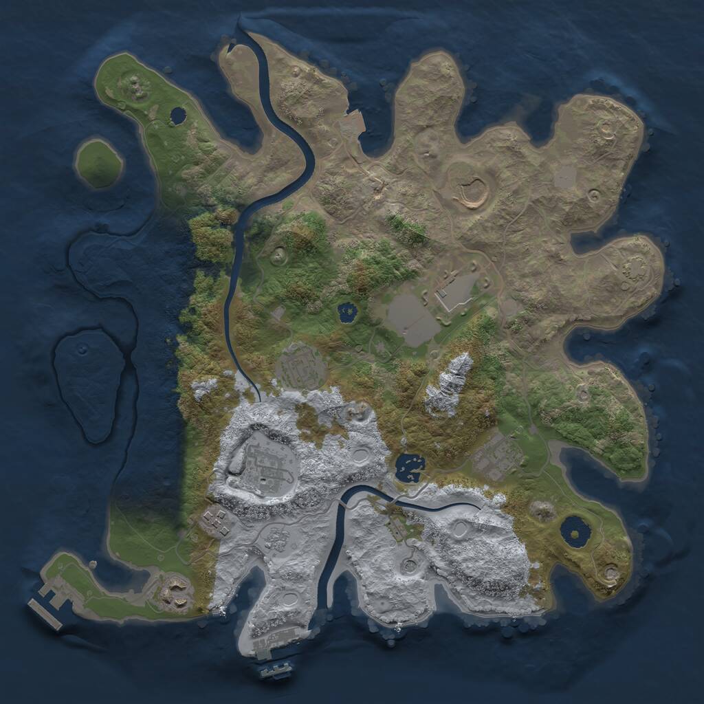 Rust Map: Procedural Map, Size: 3500, Seed: 1584625220, 14 Monuments