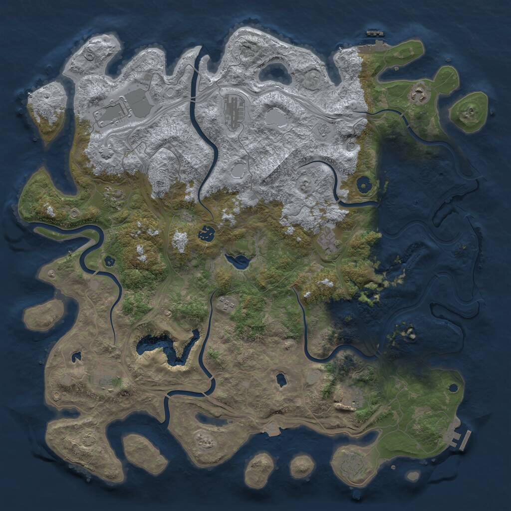 Rust Map: Procedural Map, Size: 4800, Seed: 414204190, 16 Monuments