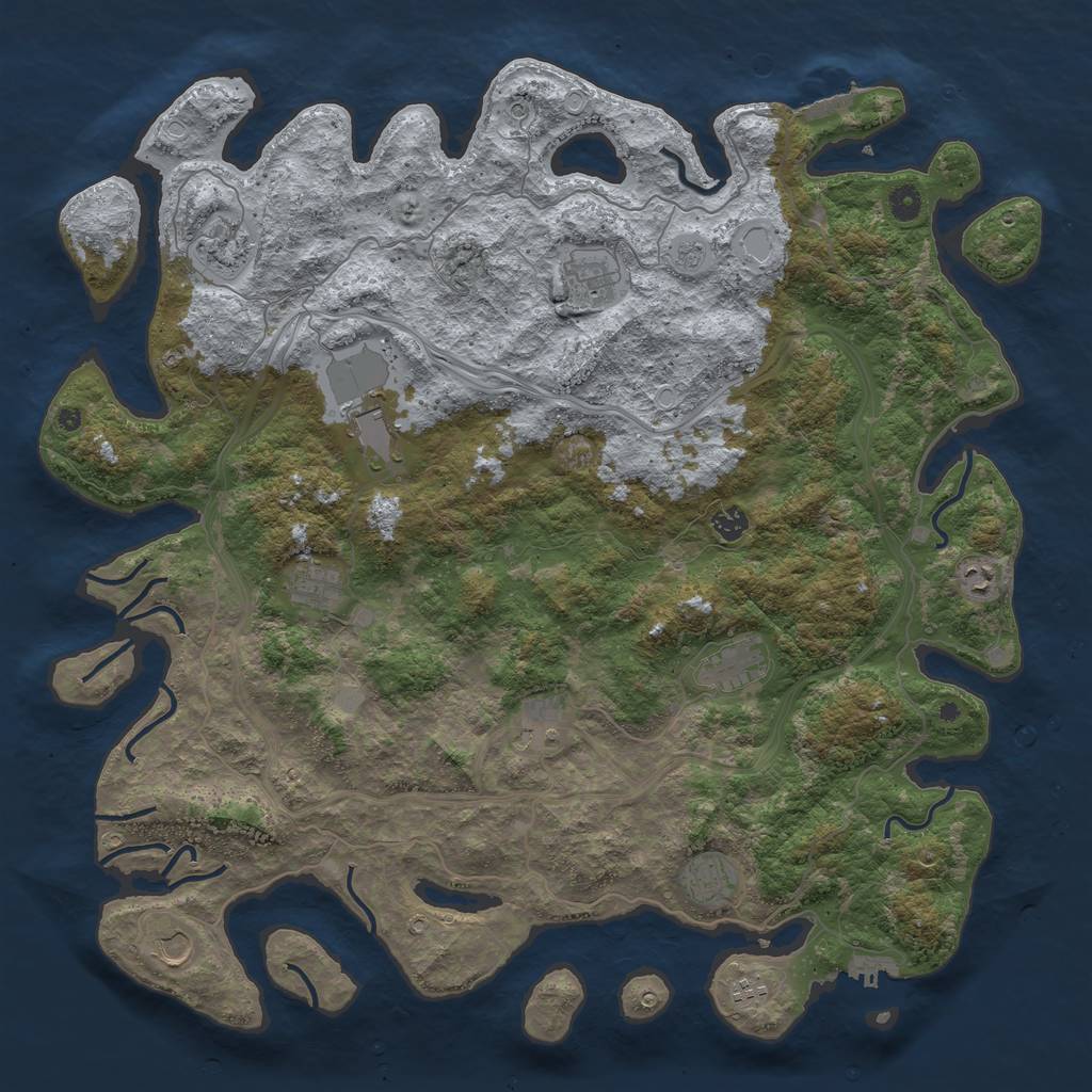 Rust Map: Procedural Map, Size: 4800, Seed: 414204190, 18 Monuments