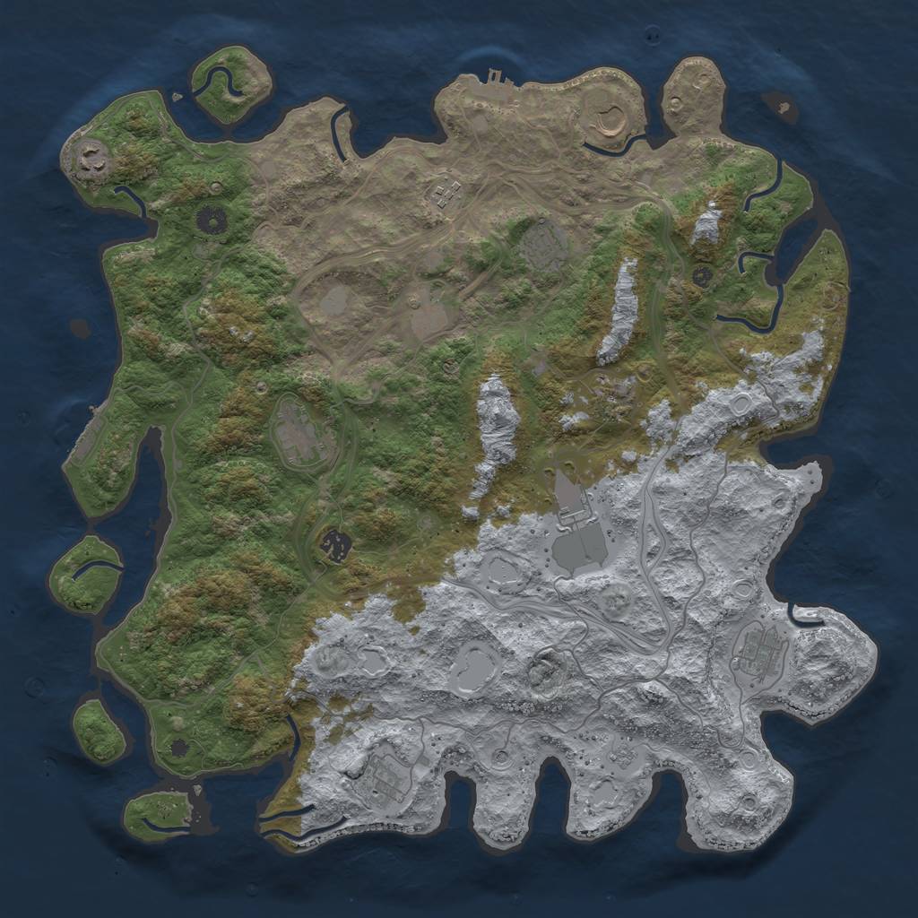 Rust Map: Procedural Map, Size: 4500, Seed: 2129567106, 20 Monuments