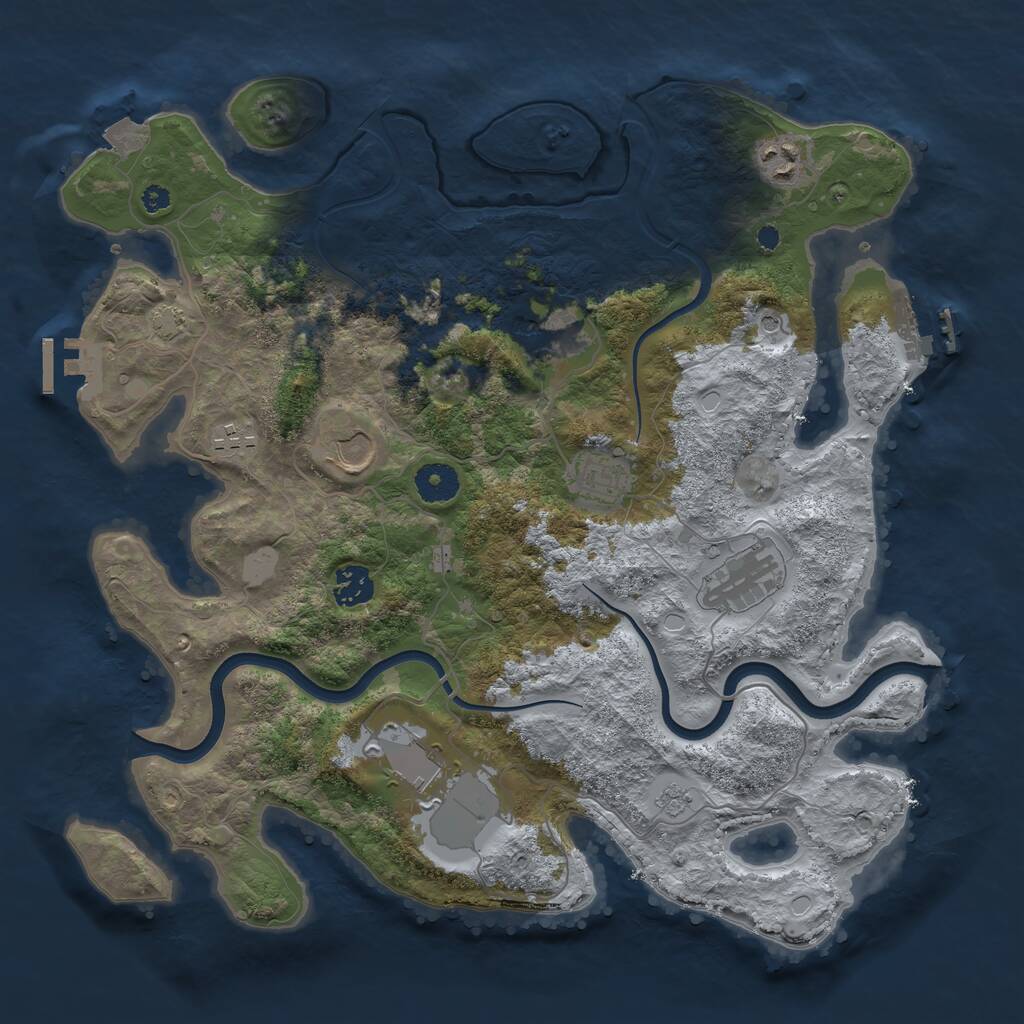 Rust Map: Procedural Map, Size: 3700, Seed: 141437871, 14 Monuments