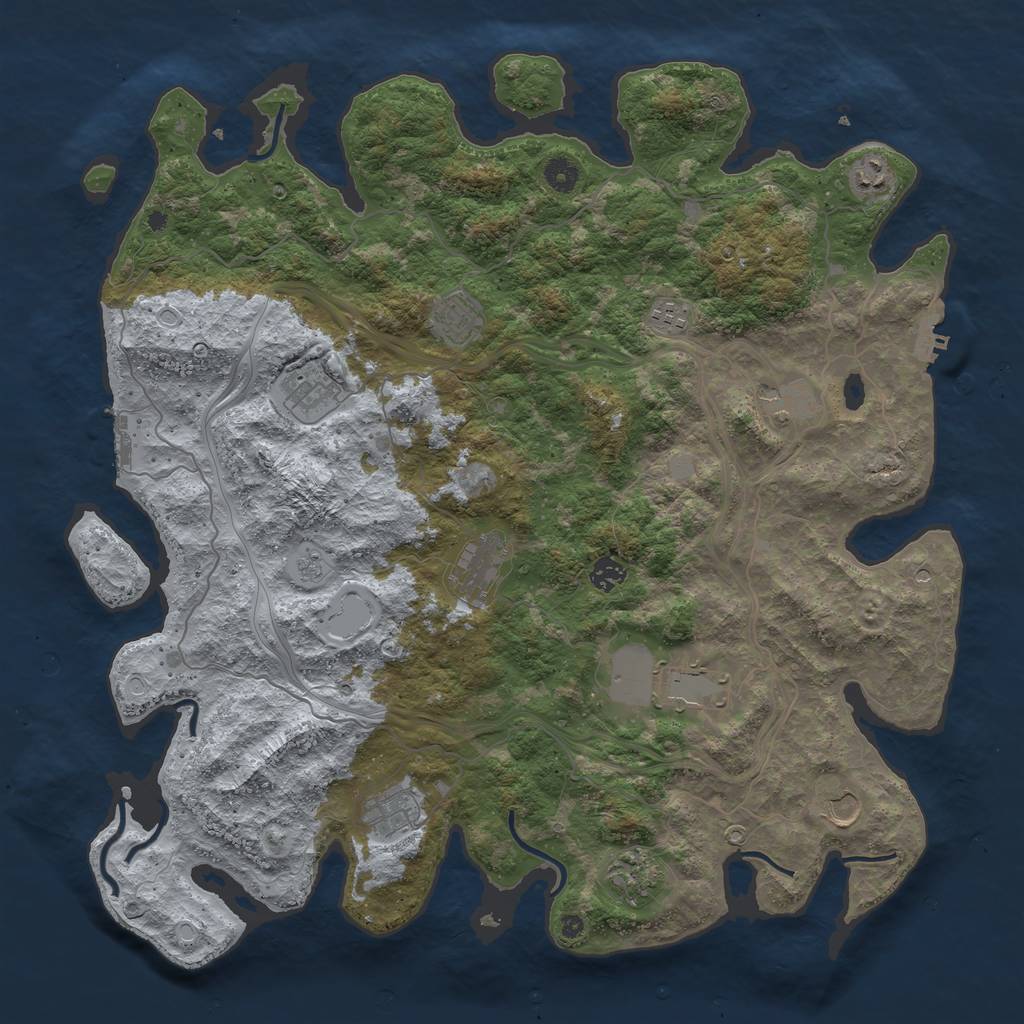Rust Map: Procedural Map, Size: 4500, Seed: 272677723, 20 Monuments