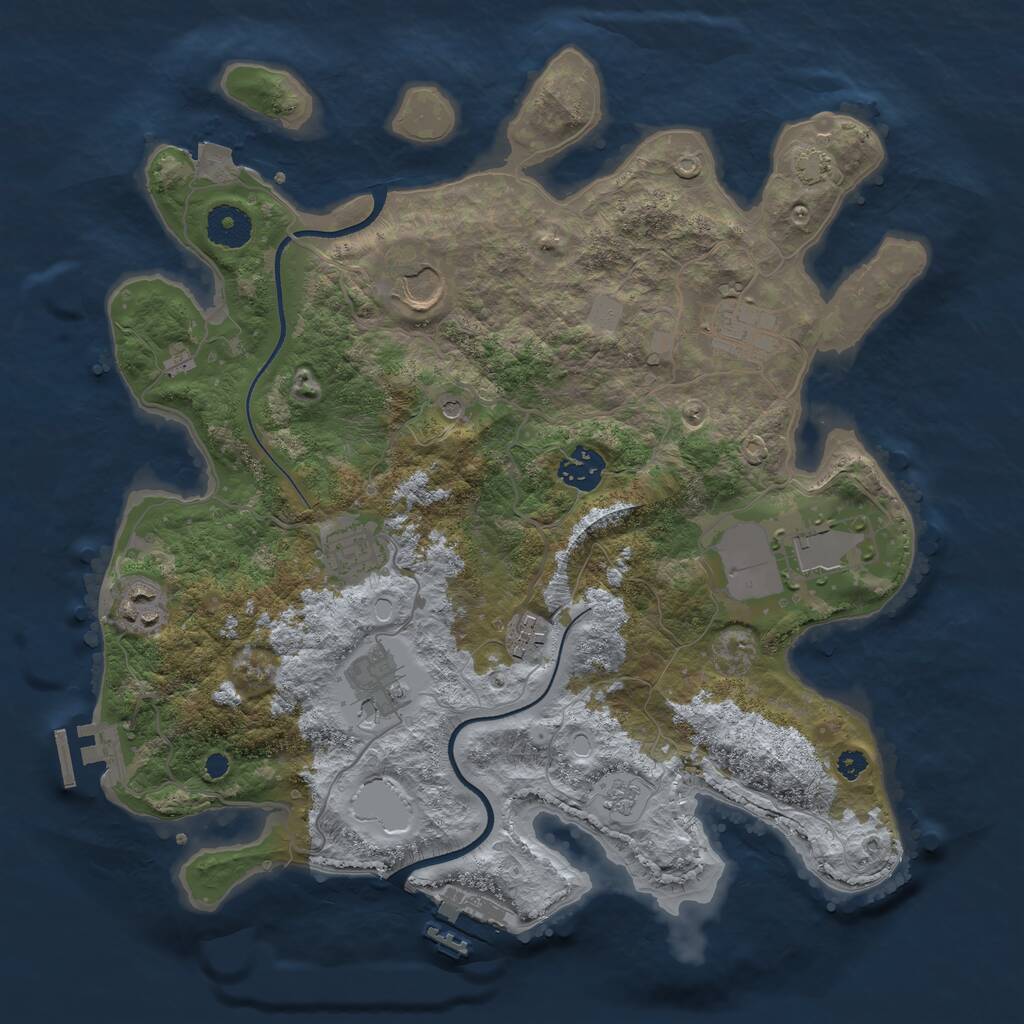 Rust Map: Procedural Map, Size: 3500, Seed: 43251421, 14 Monuments