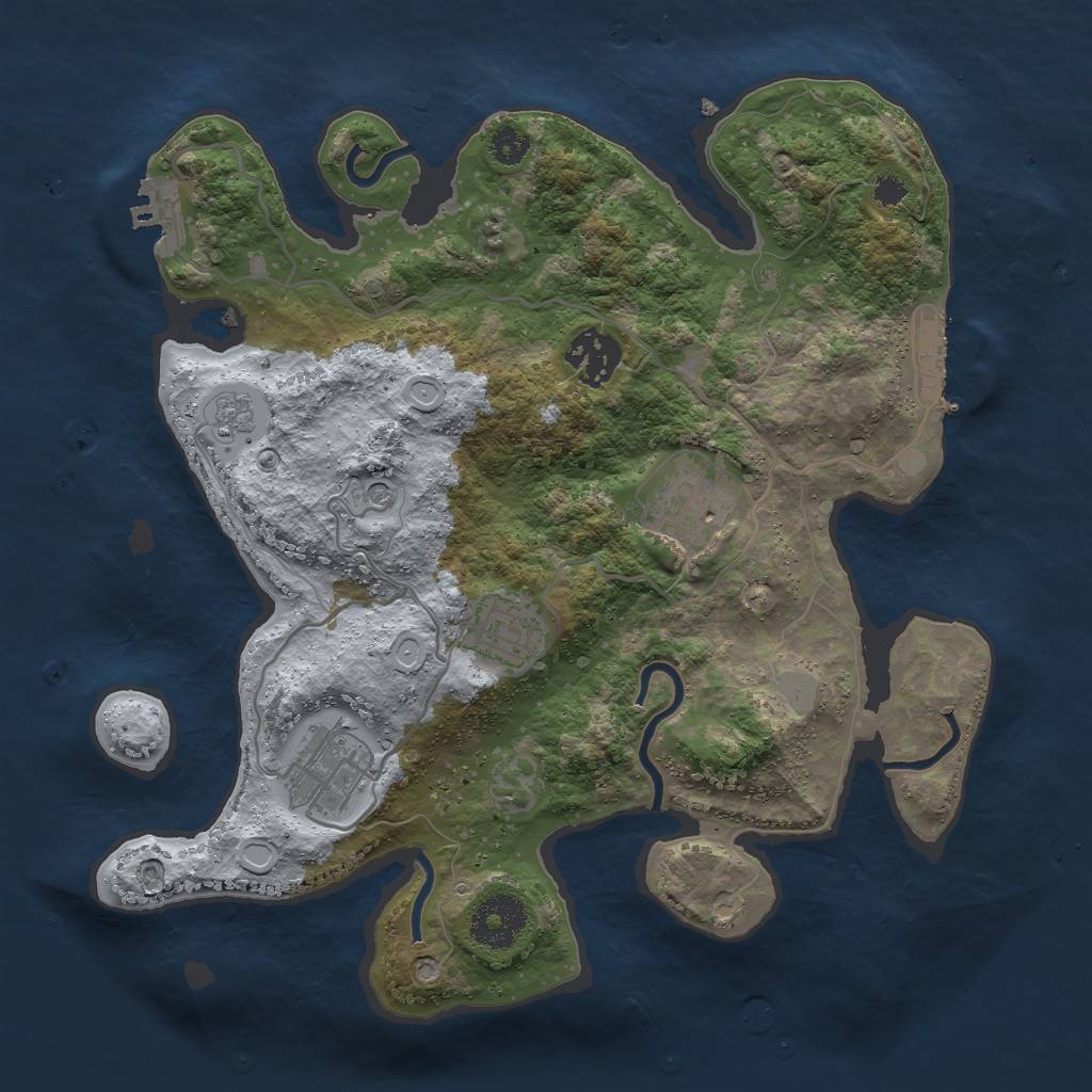 Rust Map: Procedural Map, Size: 3000, Seed: 1370221477, 13 Monuments