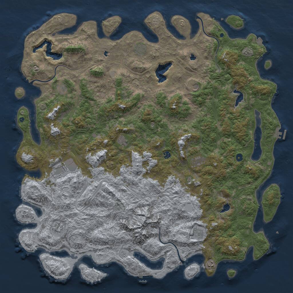 Rust Map: Procedural Map, Size: 6000, Seed: 45288556, 17 Monuments
