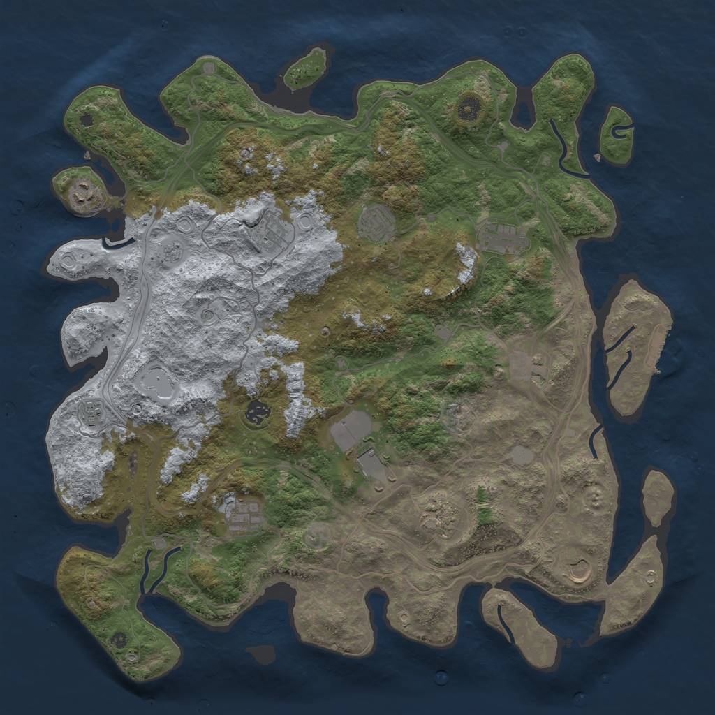Rust Map: Procedural Map, Size: 4500, Seed: 458596317, 19 Monuments