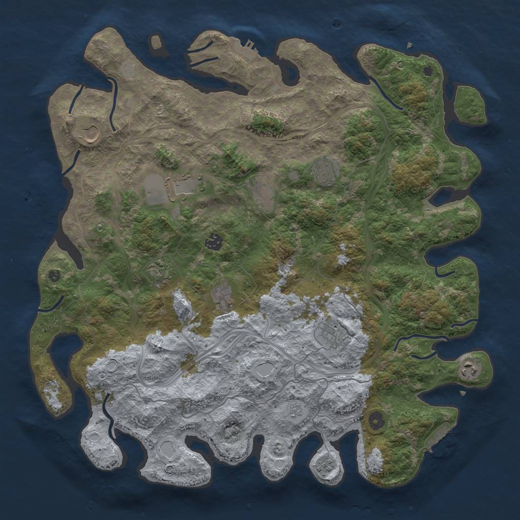 Rust Map: Procedural Map, Size: 4500, Seed: 639477980, 19 Monuments