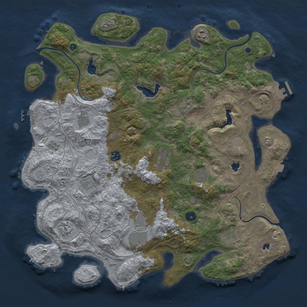 Rust Map: Procedural Map, Size: 4500, Seed: 54265, 16 Monuments