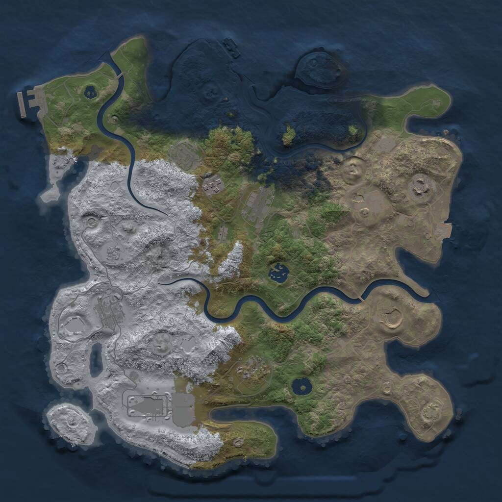 Rust Map: Procedural Map, Size: 3900, Seed: 454758486, 16 Monuments