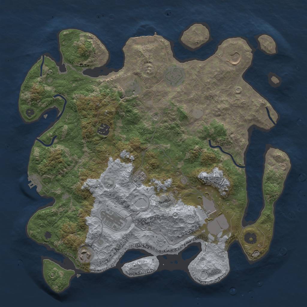 Rust Map: Procedural Map, Size: 3750, Seed: 1265176182, 17 Monuments
