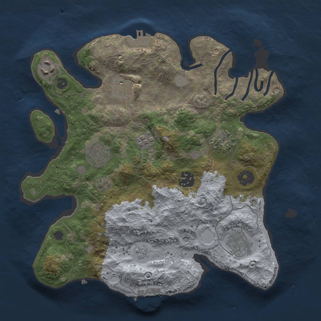 Rust Map: Procedural Map, Size: 3000, Seed: 1664920357, 14 Monuments