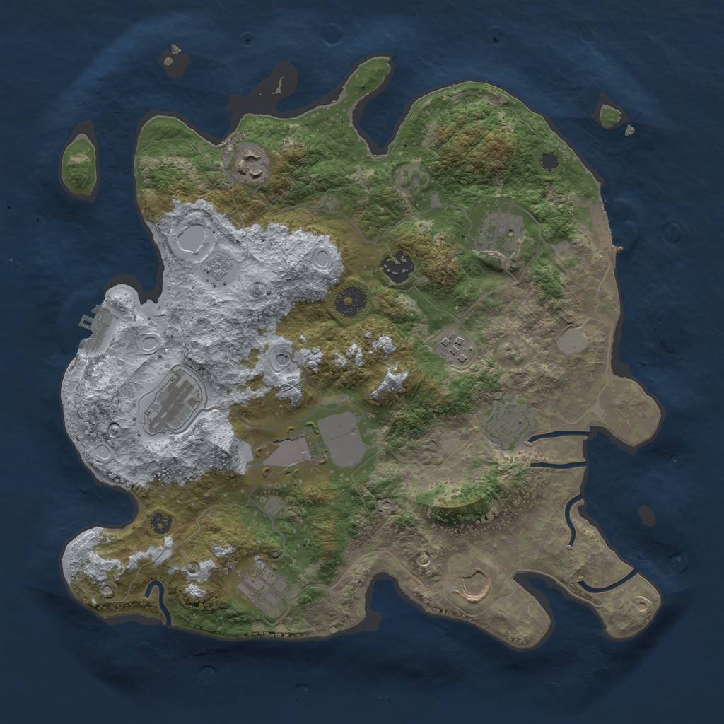 Rust Map: Procedural Map, Size: 3500, Seed: 29374696, 18 Monuments