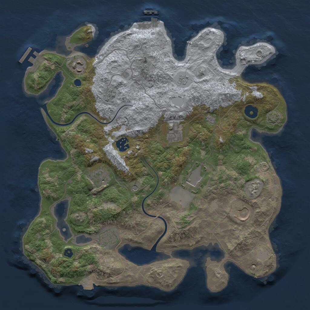 Rust Map: Procedural Map, Size: 3500, Seed: 47885862, 14 Monuments