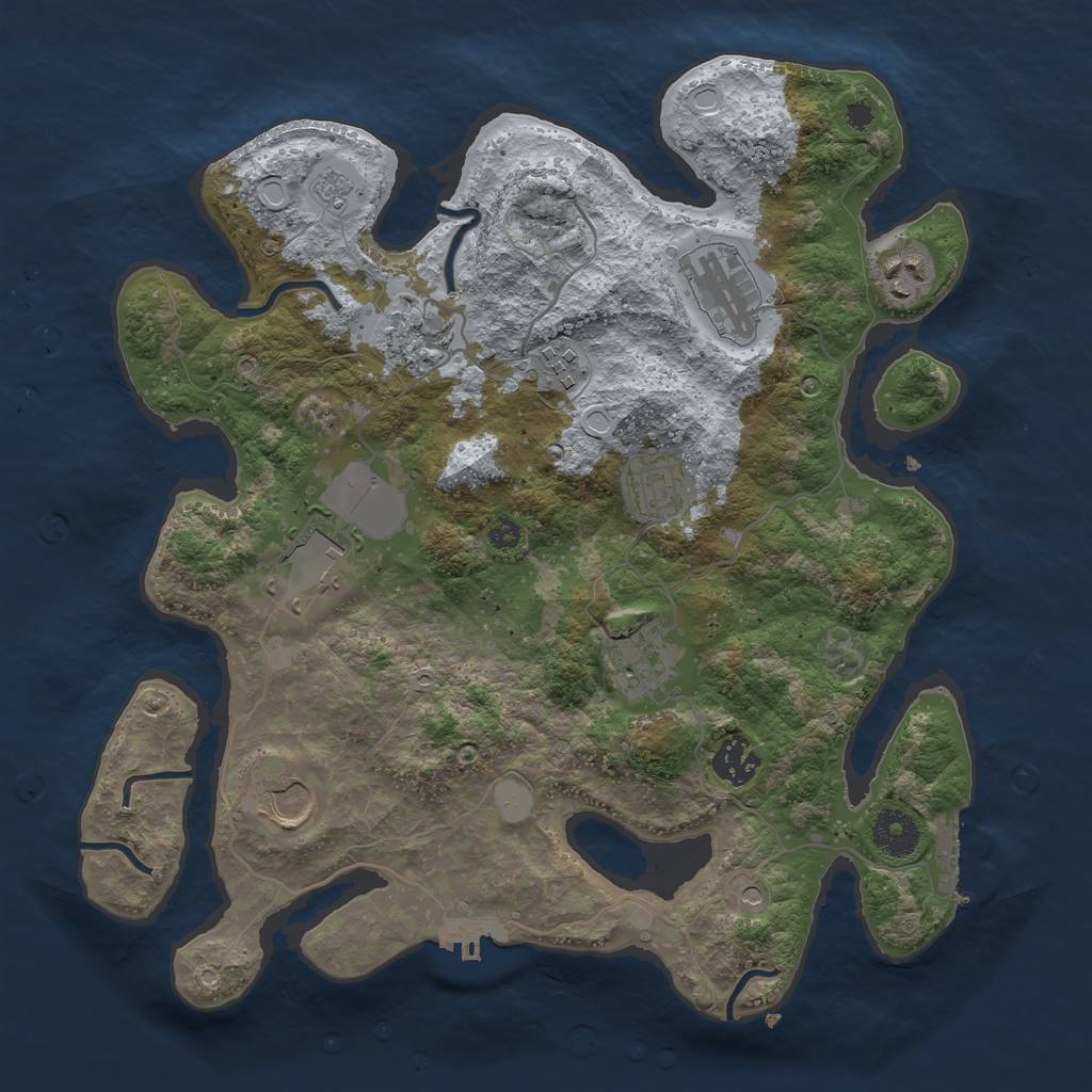 Rust Map: Procedural Map, Size: 3500, Seed: 32549364, 18 Monuments
