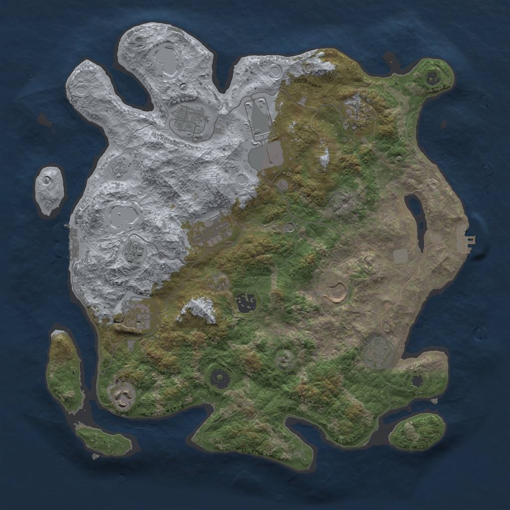 Rust Map: Procedural Map, Size: 3800, Seed: 1423131, 19 Monuments
