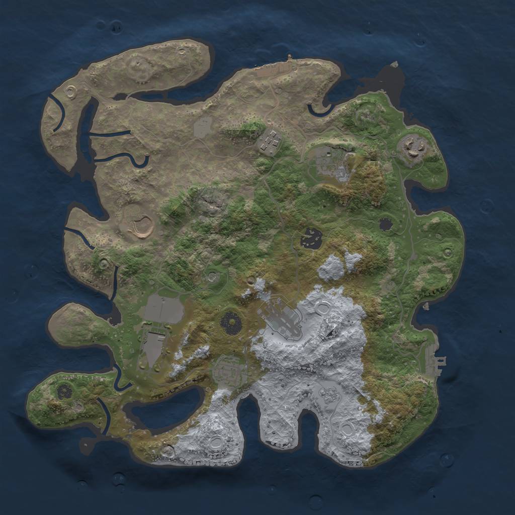 Rust Map: Procedural Map, Size: 3500, Seed: 21571787, 17 Monuments
