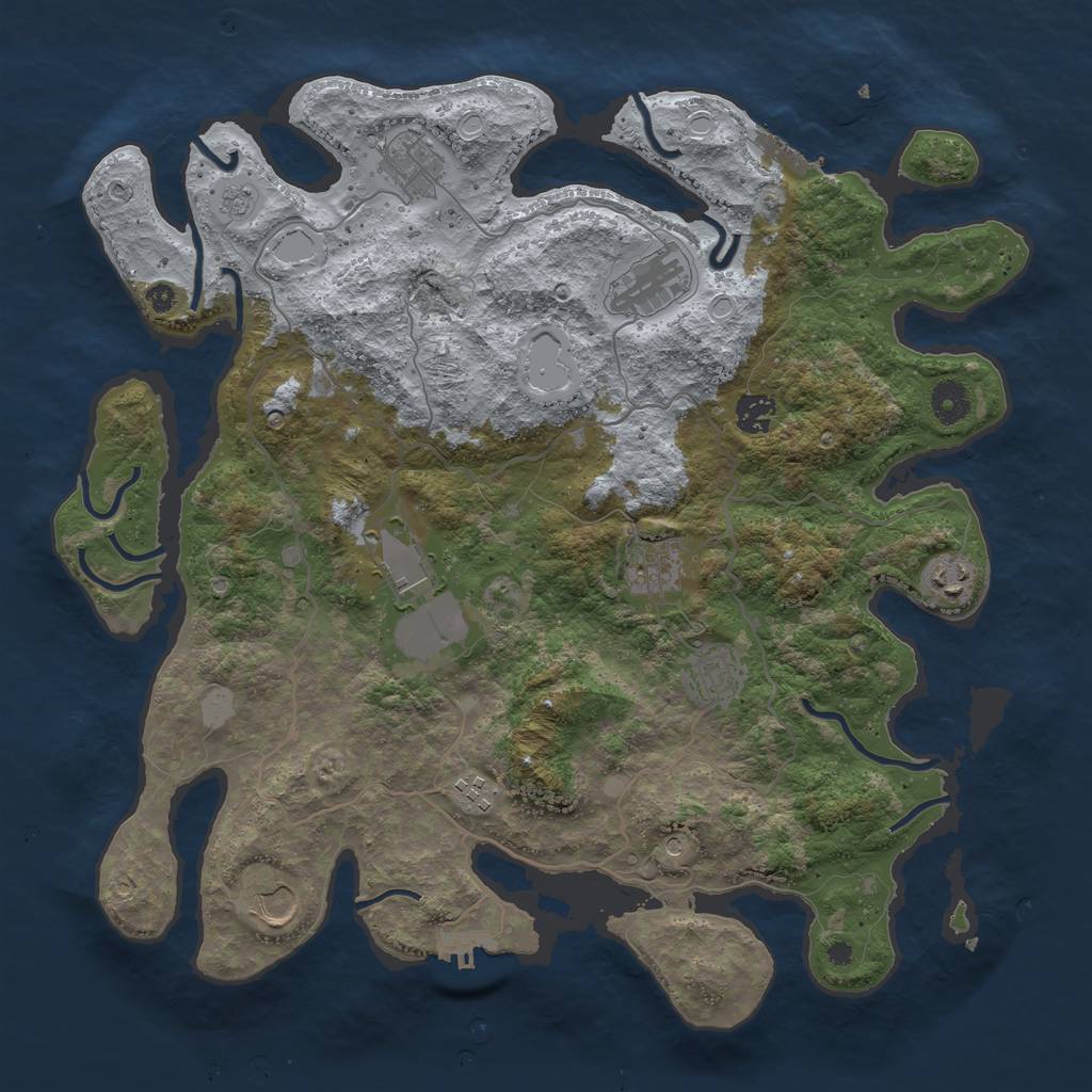 Rust Map: Procedural Map, Size: 4000, Seed: 1950, 18 Monuments