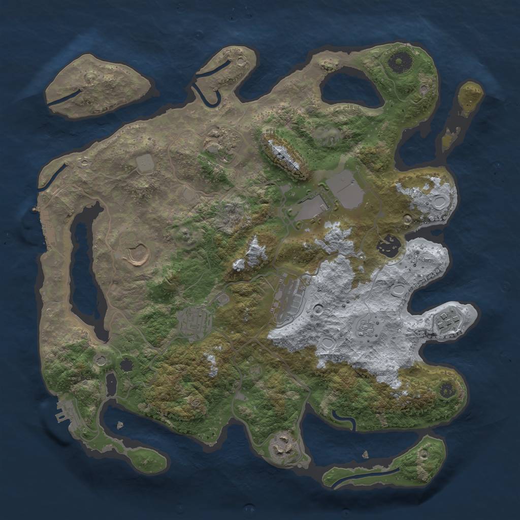 Rust Map: Procedural Map, Size: 3500, Seed: 16900, 17 Monuments