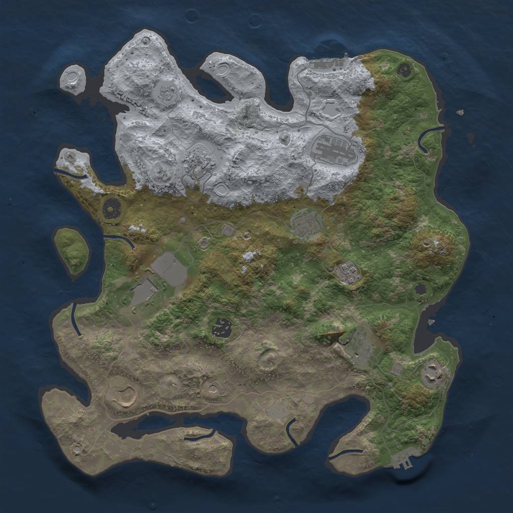 Rust Map: Procedural Map, Size: 3800, Seed: 1423132, 18 Monuments