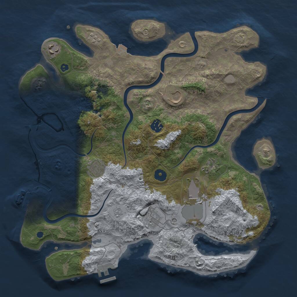 Rust Map: Procedural Map, Size: 3700, Seed: 1953163869, 14 Monuments