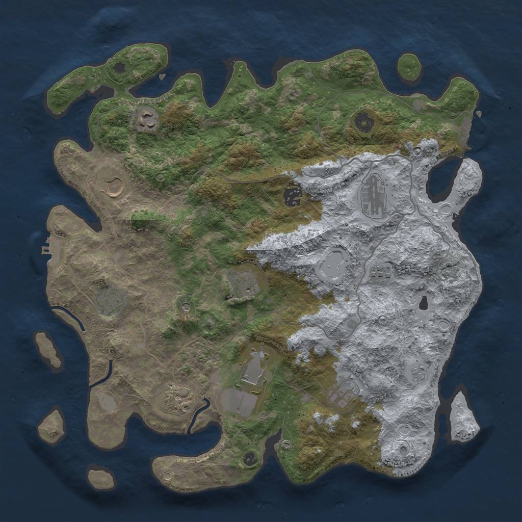 Rust Map: Procedural Map, Size: 4000, Seed: 366053228, 19 Monuments