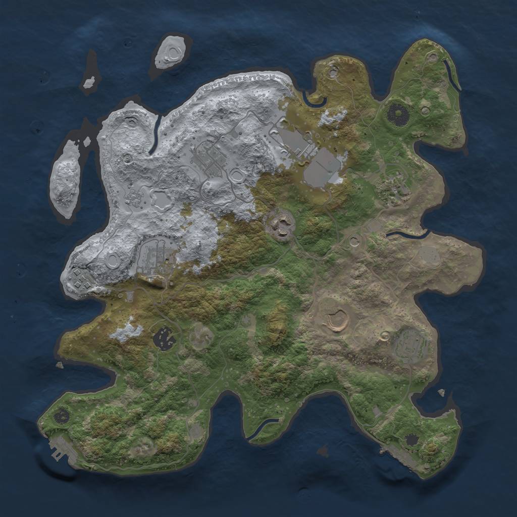Rust Map: Procedural Map, Size: 3500, Seed: 1225969613, 18 Monuments
