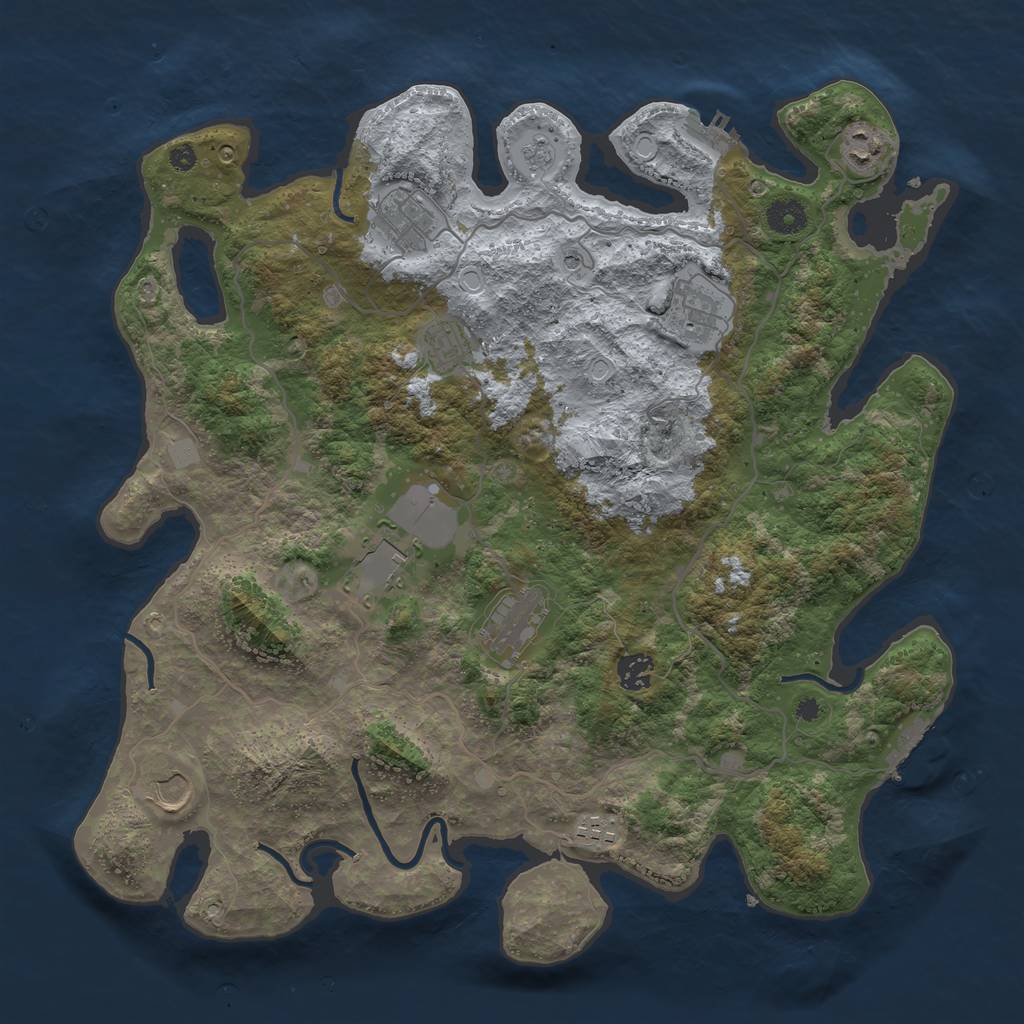 Rust Map: Procedural Map, Size: 4015, Seed: 100001, 18 Monuments