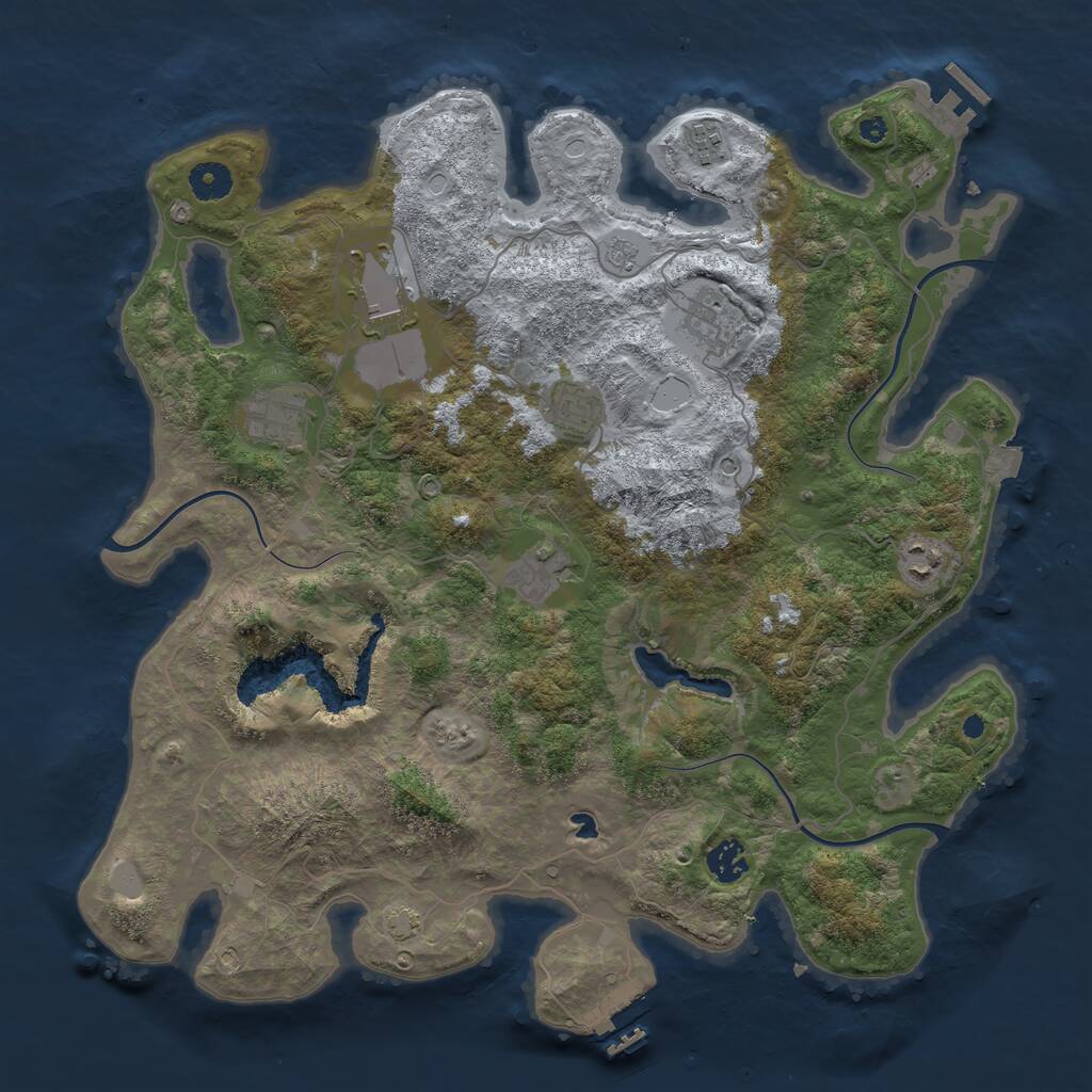 Rust Map: Procedural Map, Size: 4015, Seed: 100001, 14 Monuments