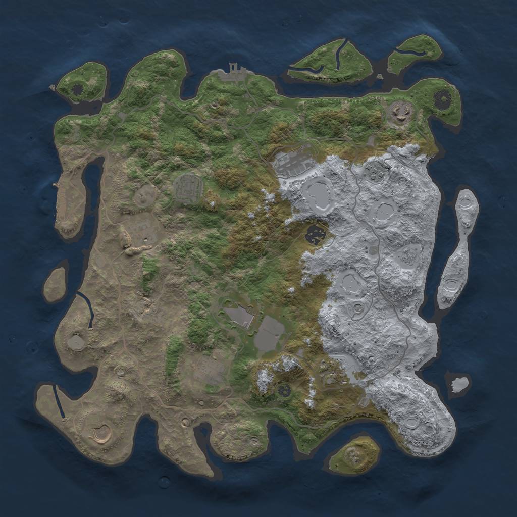Rust Map: Procedural Map, Size: 4000, Seed: 1154837742, 19 Monuments