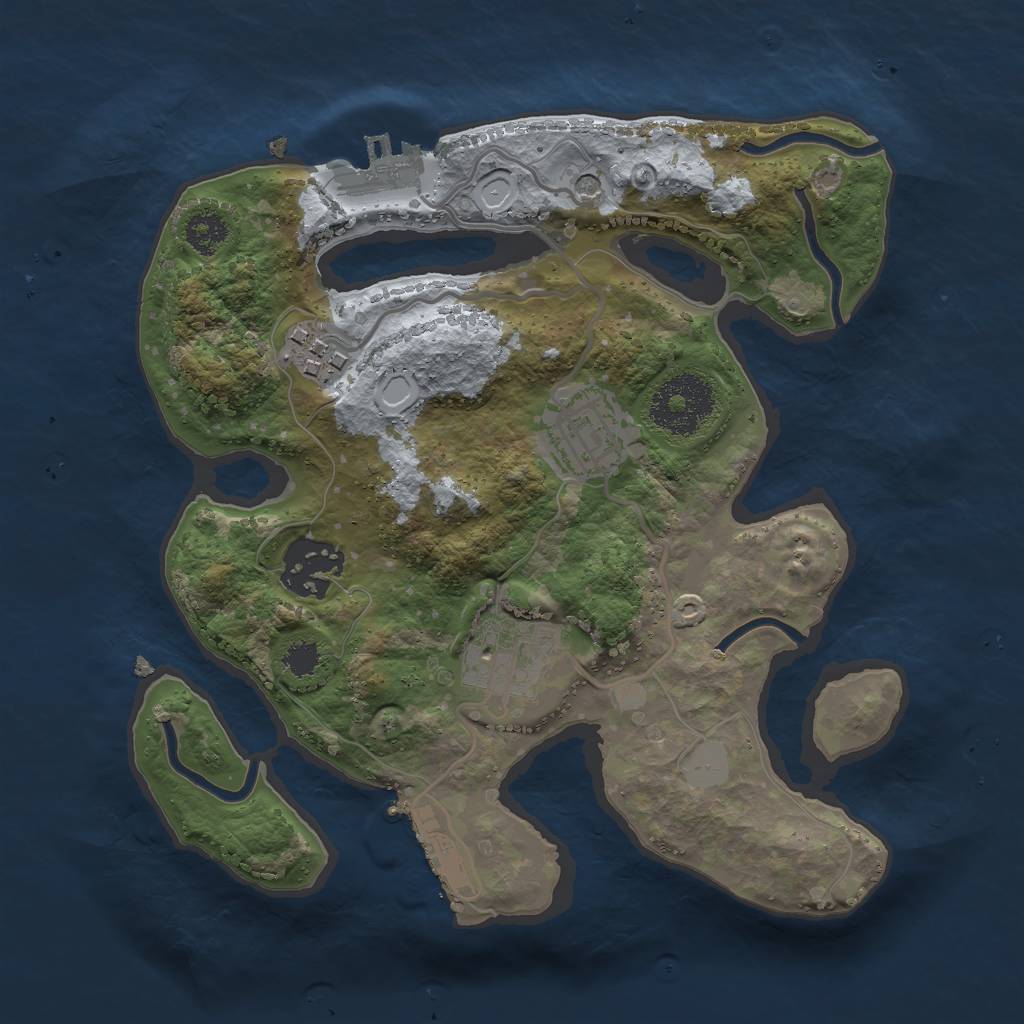 Rust Map: Procedural Map, Size: 2500, Seed: 1339301895, 12 Monuments