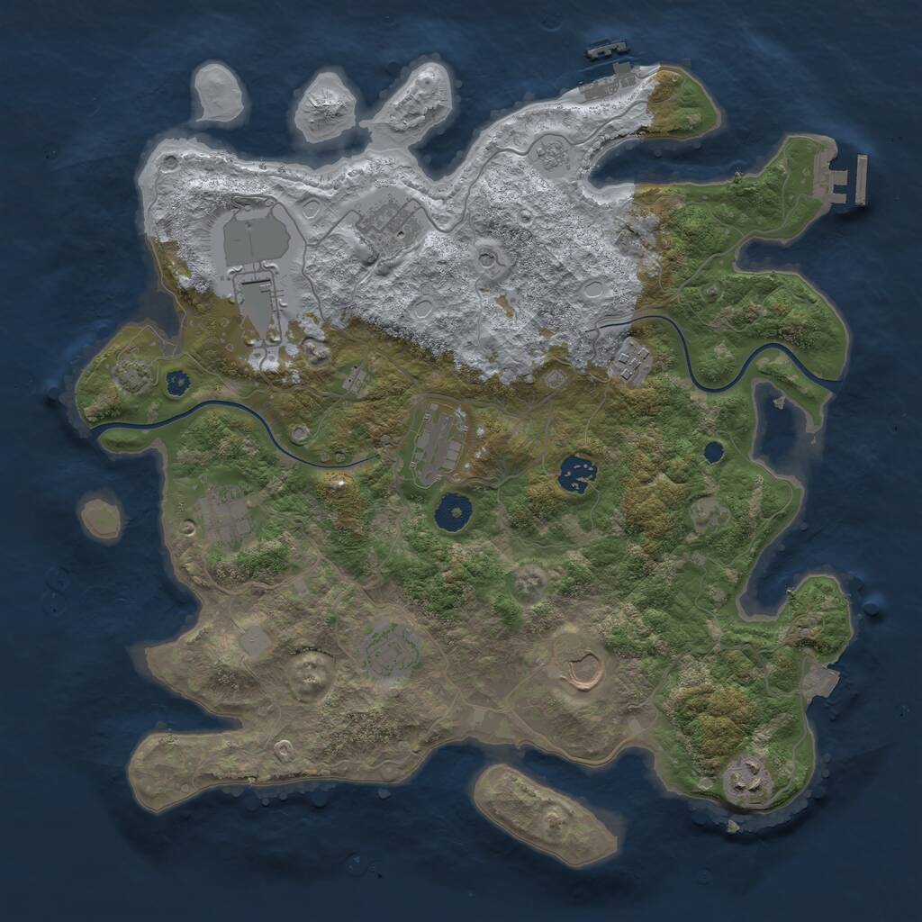 Rust Map: Procedural Map, Size: 3750, Seed: 136944210, 15 Monuments