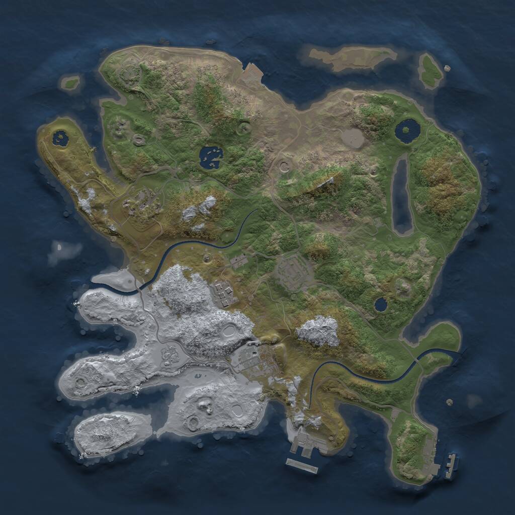 Rust Map: Procedural Map, Size: 3200, Seed: 1450194337, 11 Monuments