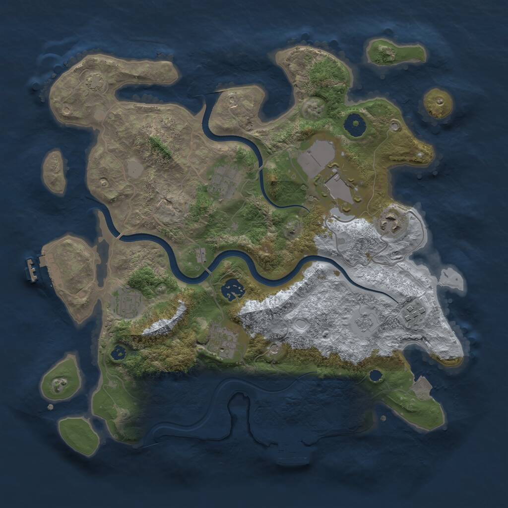 Rust Map: Procedural Map, Size: 3500, Seed: 1671757723, 13 Monuments