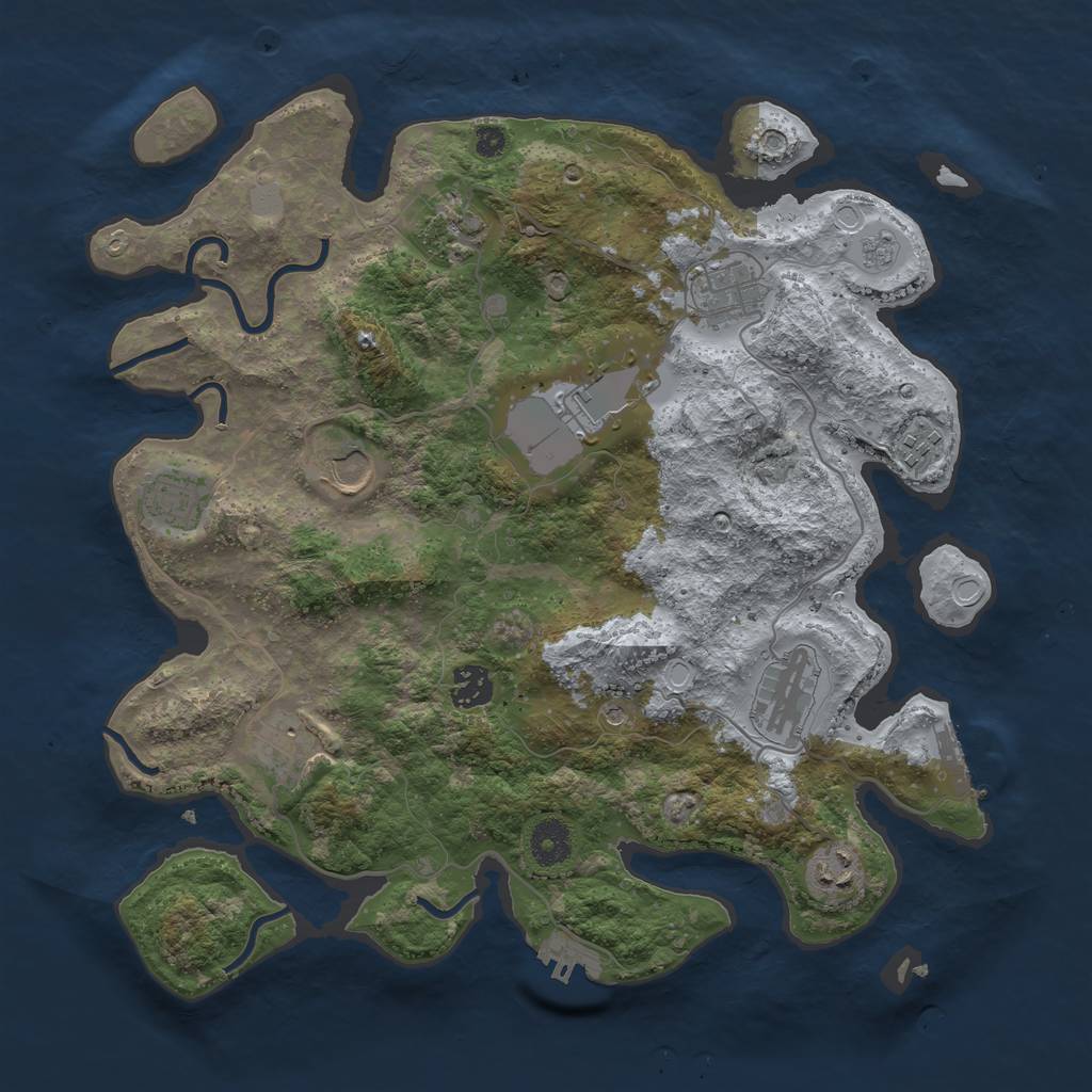 Rust Map: Procedural Map, Size: 3700, Seed: 1970400238, 19 Monuments