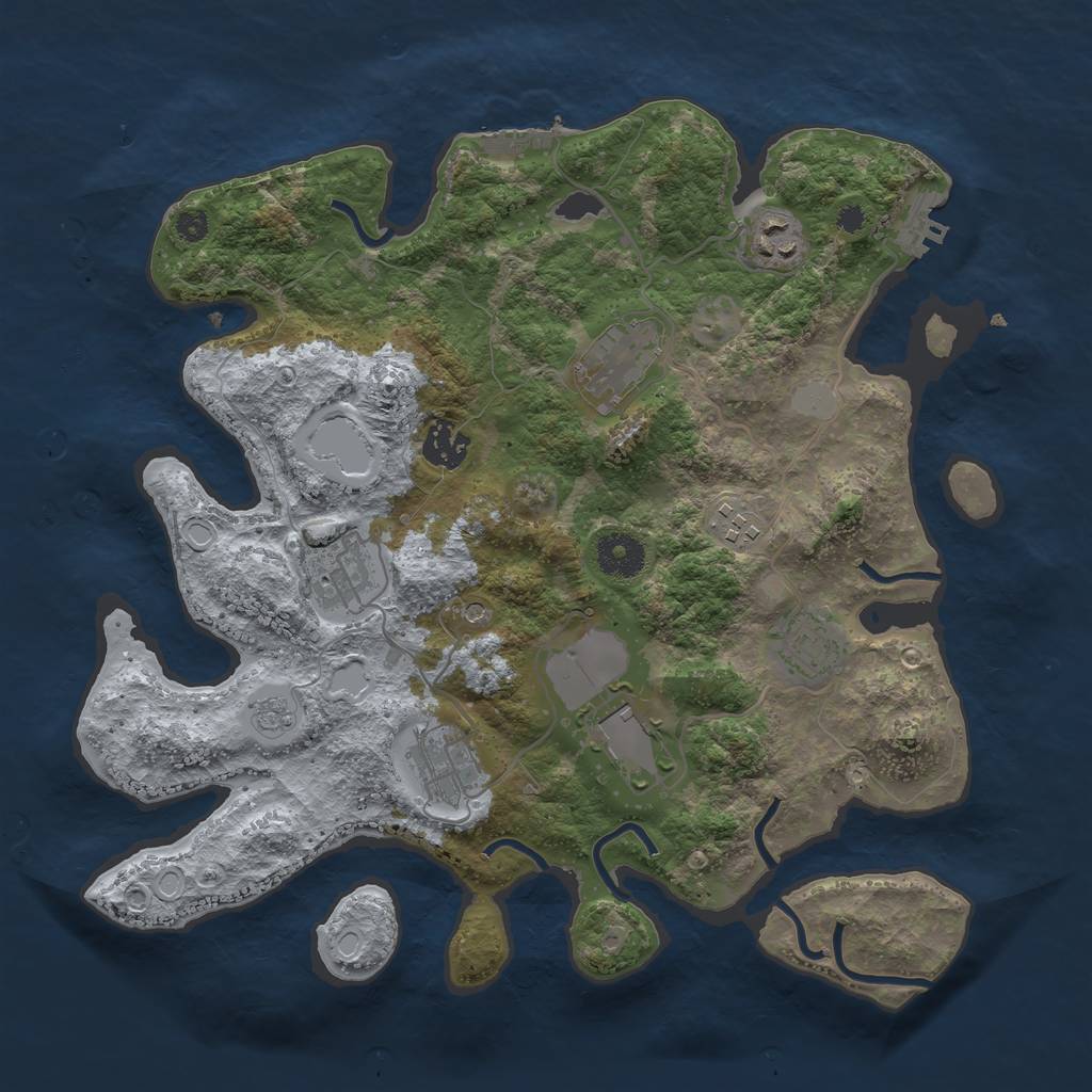 Rust Map: Procedural Map, Size: 3500, Seed: 8422641, 17 Monuments