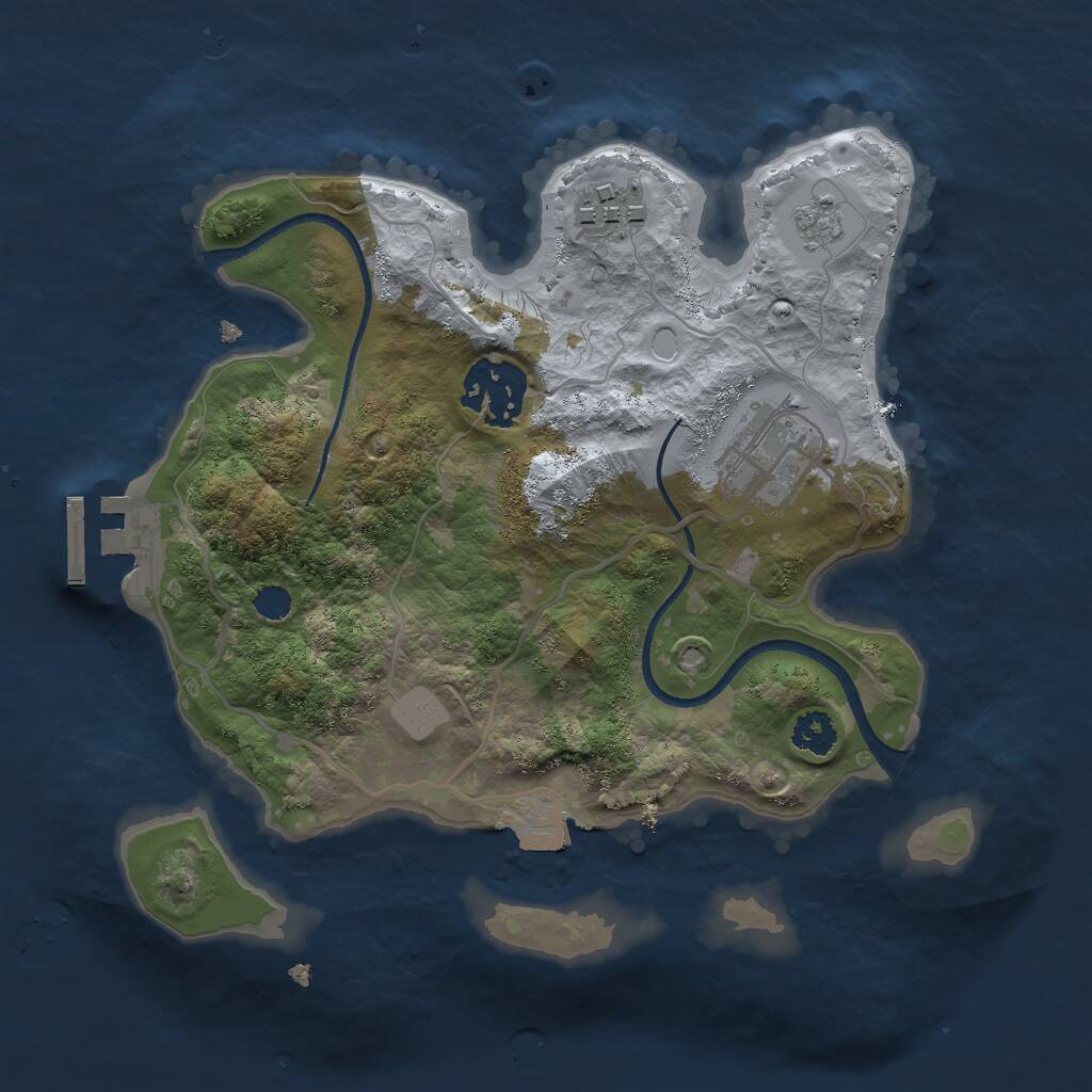 Rust Map: Procedural Map, Size: 2500, Seed: 1122023, 6 Monuments