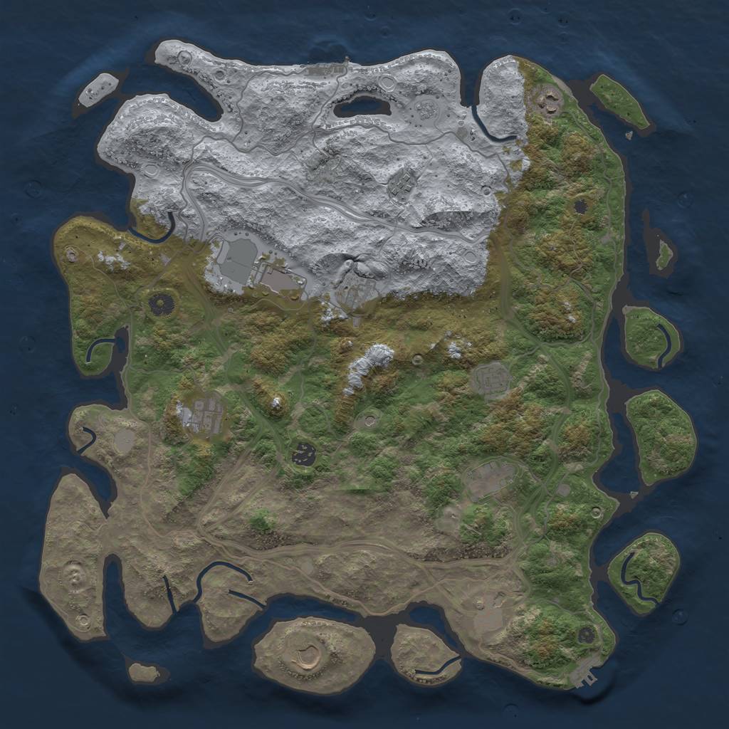 Rust Map: Procedural Map, Size: 4500, Seed: 77117744, 19 Monuments