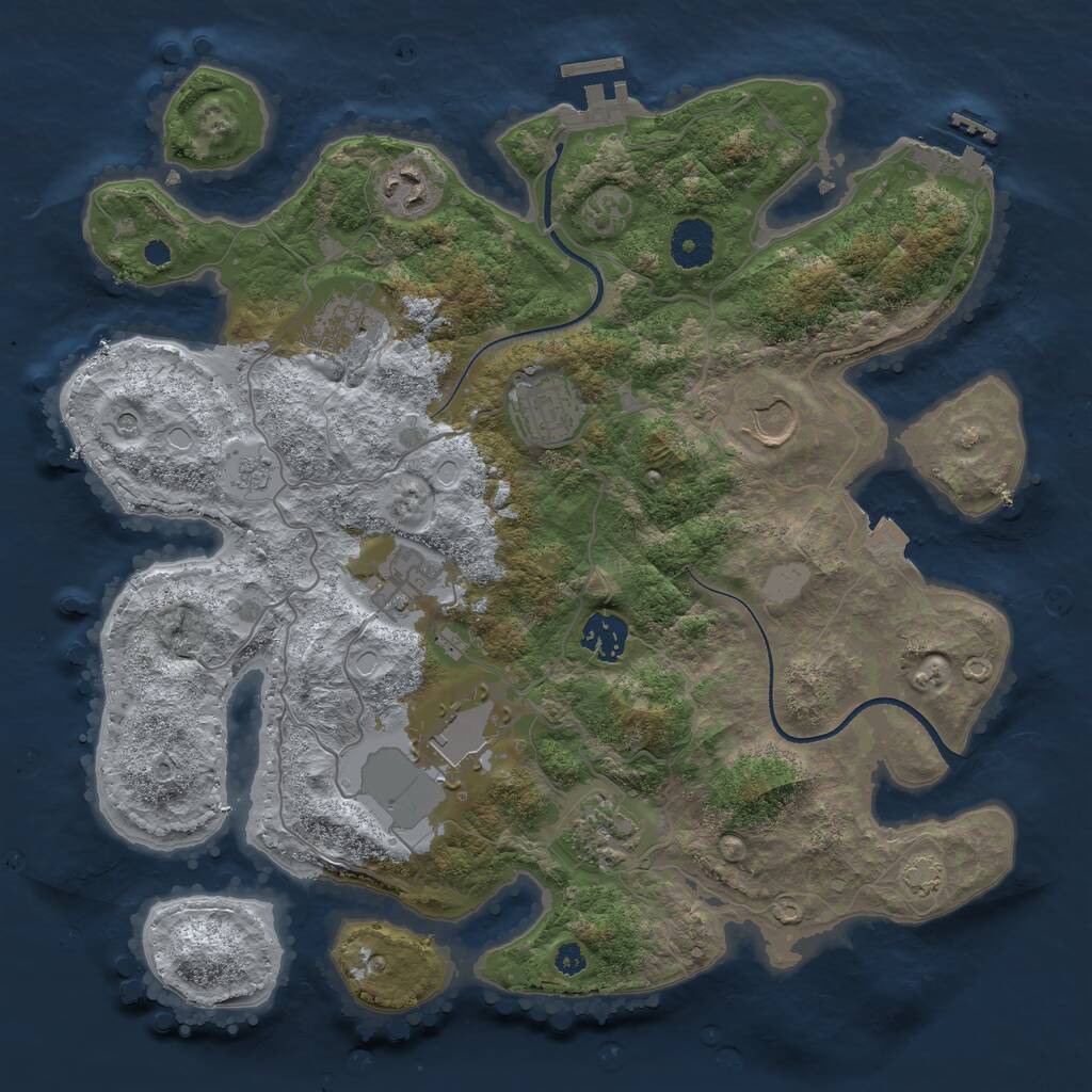 Rust Map: Procedural Map, Size: 3500, Seed: 93437578, 14 Monuments