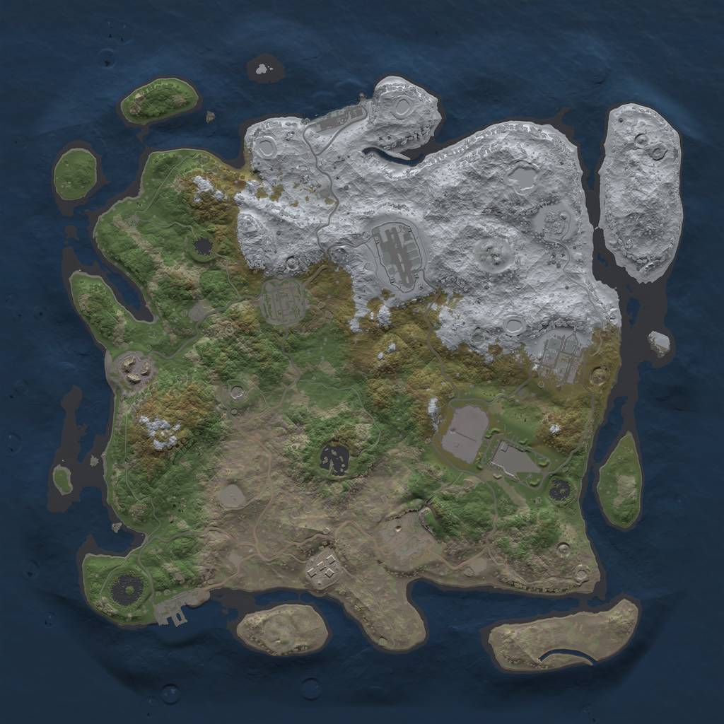 Rust Map: Procedural Map, Size: 3500, Seed: 24478057, 17 Monuments