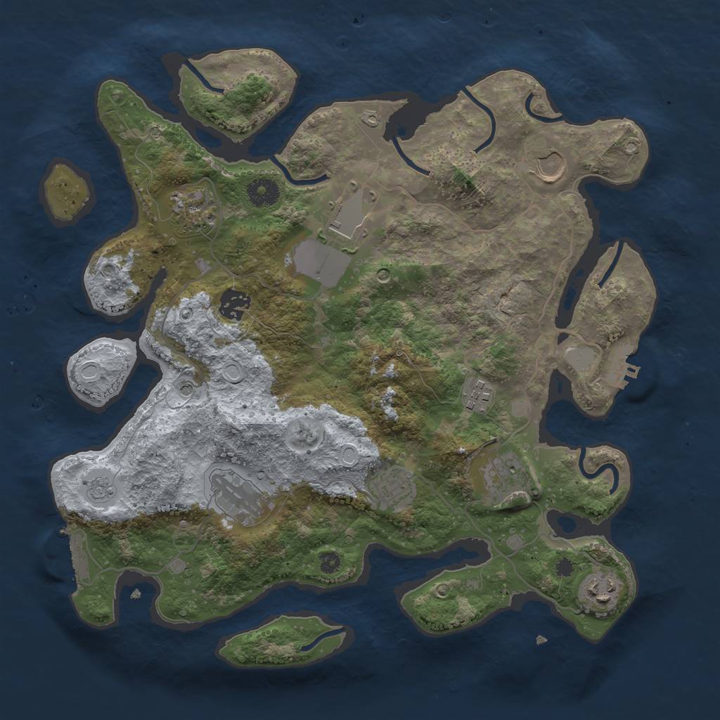 Rust Map: Procedural Map, Size: 3500, Seed: 82161794, 18 Monuments