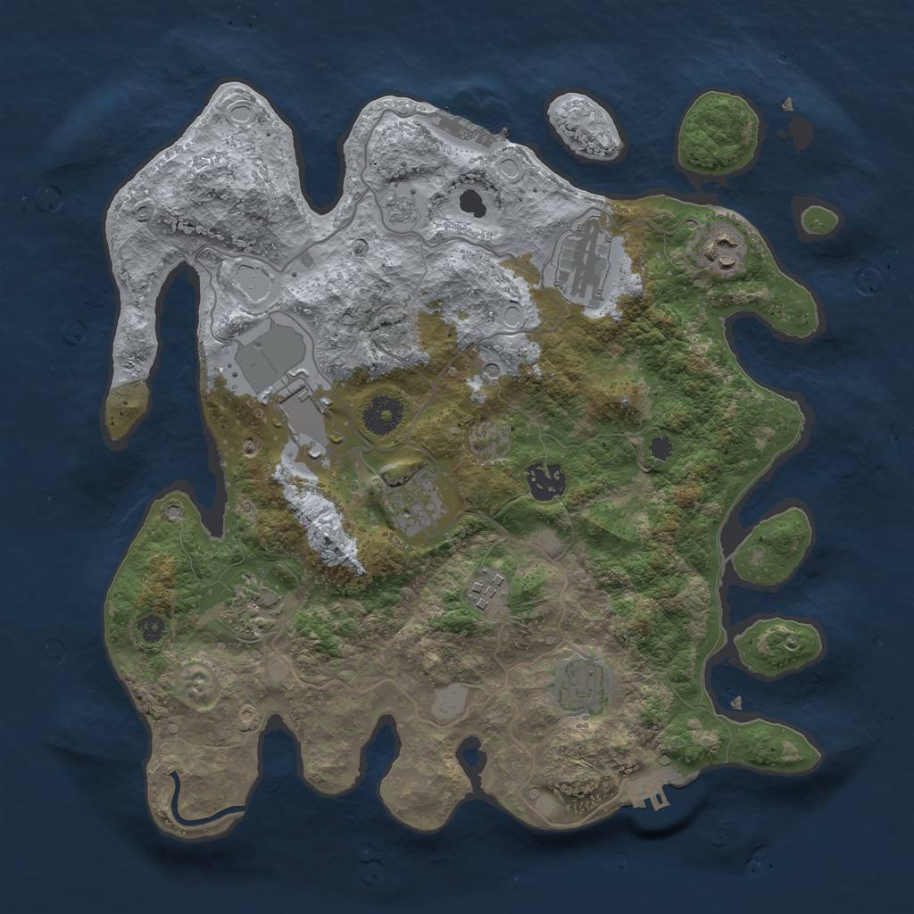Rust Map: Procedural Map, Size: 3500, Seed: 54784019, 15 Monuments