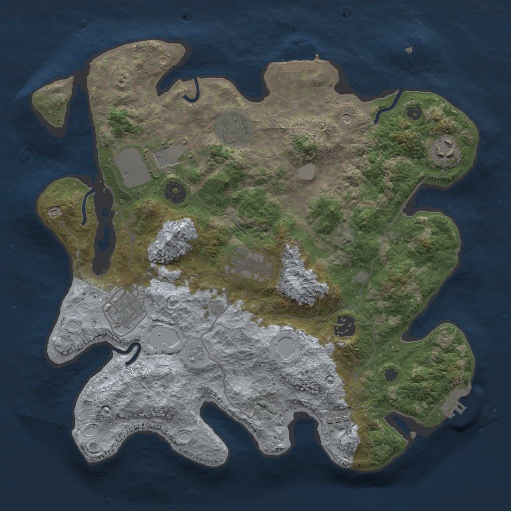 Rust Map: Procedural Map, Size: 3500, Seed: 1256209031, 16 Monuments