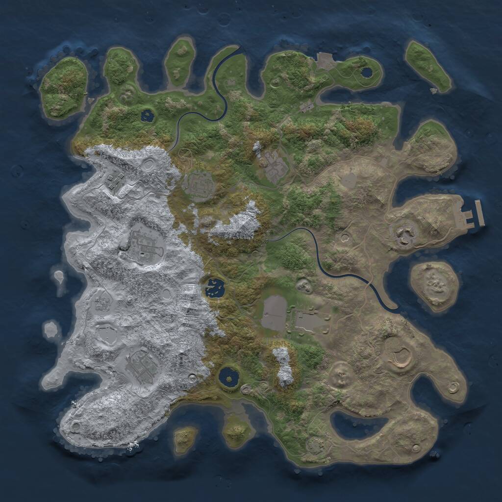 Rust Map: Procedural Map, Size: 3800, Seed: 121532105, 14 Monuments