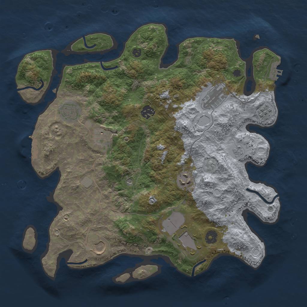 Rust Map: Procedural Map, Size: 3500, Seed: 542325, 17 Monuments