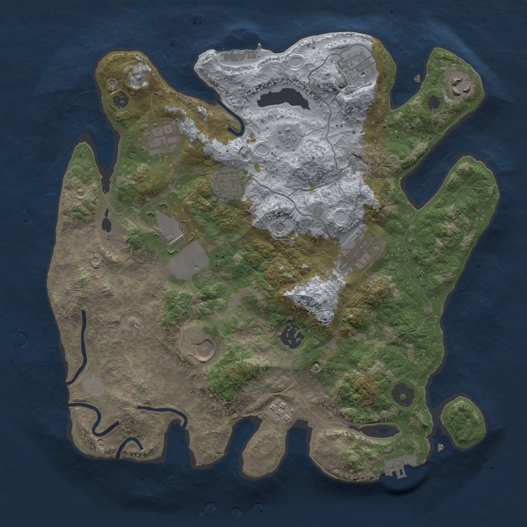 Rust Map: Procedural Map, Size: 3500, Seed: 53333660, 18 Monuments