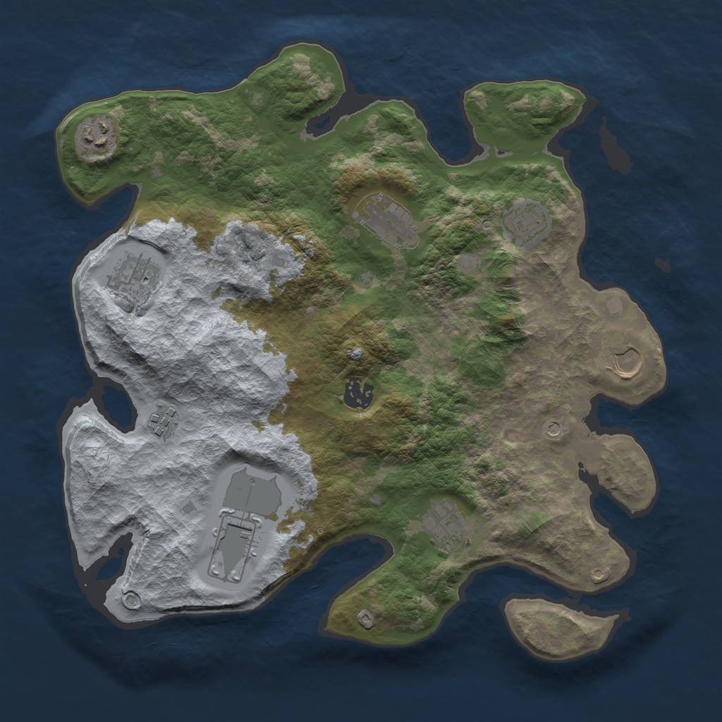 Rust Map: Barren, Size: 3500, Seed: 245345, 12 Monuments