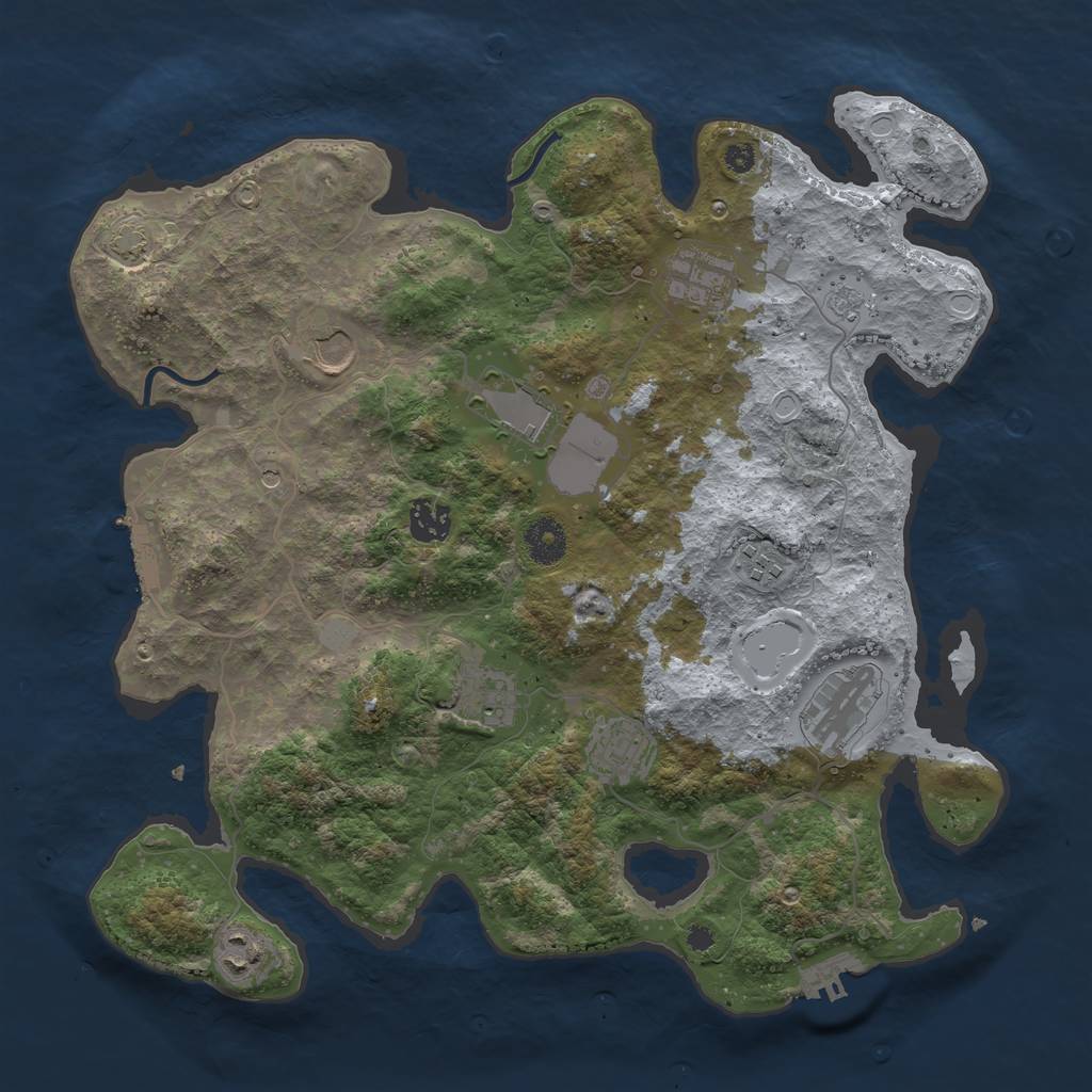 Rust Map: Procedural Map, Size: 3700, Seed: 529551773, 17 Monuments