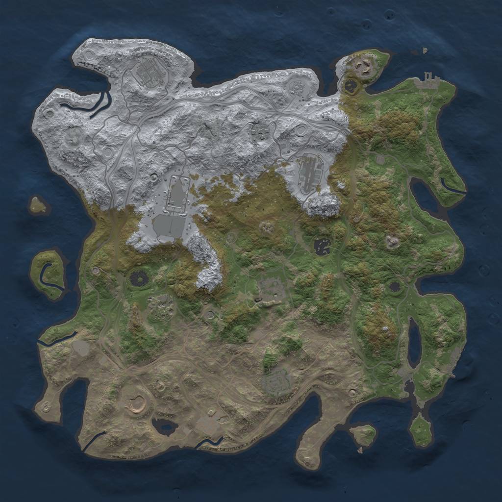 Rust Map: Procedural Map, Size: 4250, Seed: 435874387, 20 Monuments