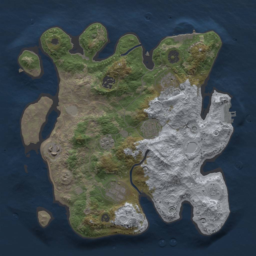 Rust Map: Procedural Map, Size: 3000, Seed: 4448, 13 Monuments